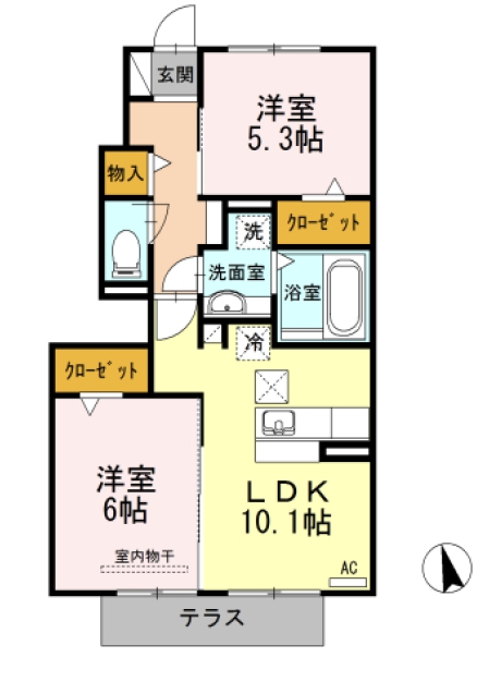 【知多市新知西町のアパートの間取り】