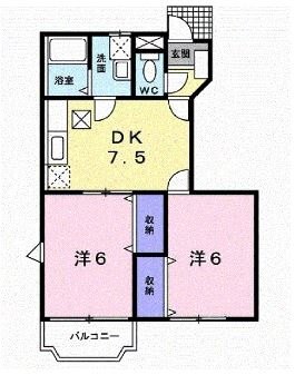 郡山市小原田のアパートの間取り