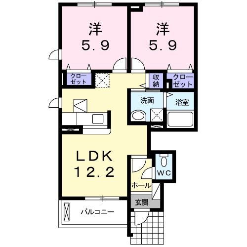 水戸市西原のアパートの間取り