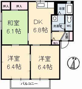 【福山市駅家町大字近田のアパートの間取り】