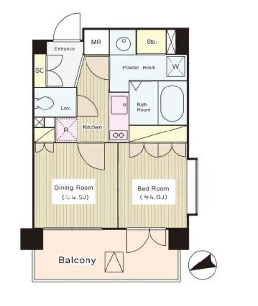 中央区八丁堀のマンションの間取り