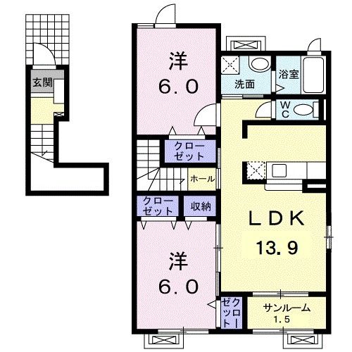 クロシェットIIの間取り