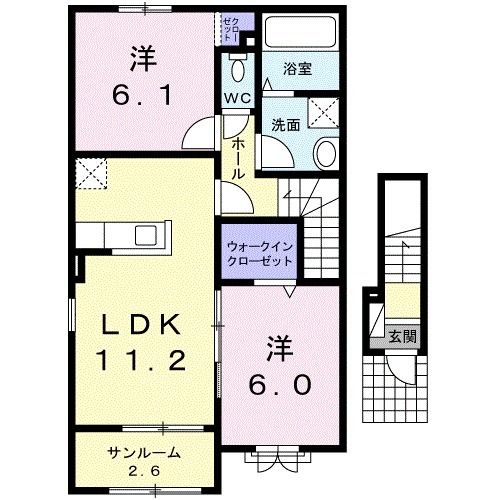 見附市市野坪町のアパートの間取り