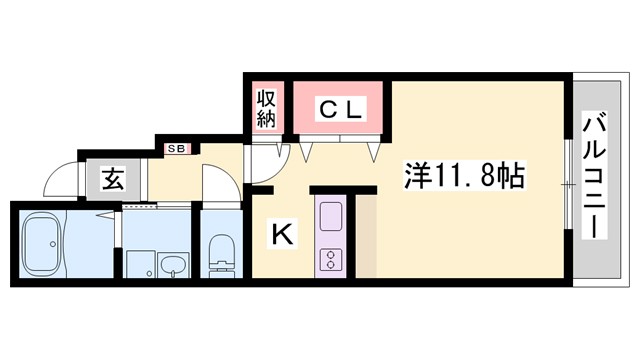 メゾングレーヌ網干新在家Bの間取り