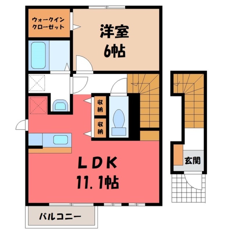 さくら市氏家のアパートの間取り