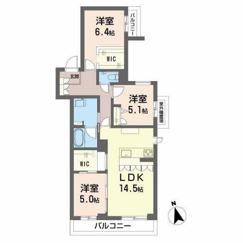 熊本市中央区帯山のアパートの間取り