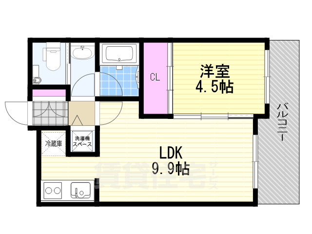 大阪市北区鶴野町のマンションの間取り