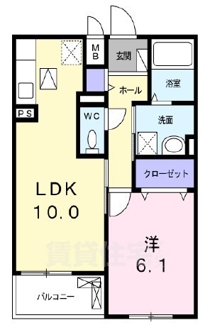 高槻市安満西の町のアパートの間取り