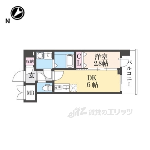 【京都市右京区西京極新明町のマンションの間取り】