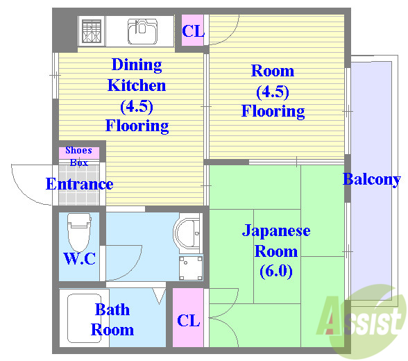 神戸市須磨区東町のマンションの間取り