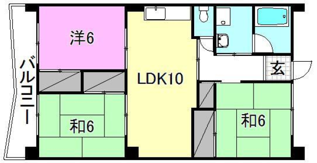 松山市山越のマンションの間取り