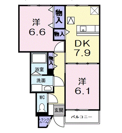 長浜市八幡中山町のアパートの間取り