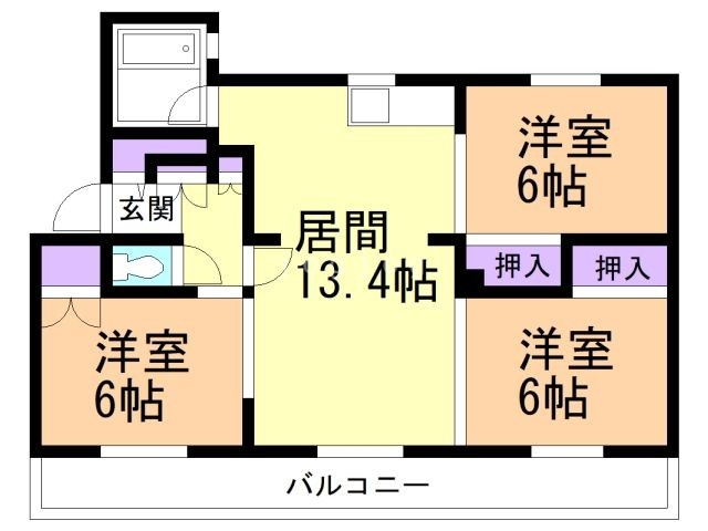 苫小牧市しらかば町のマンションの間取り