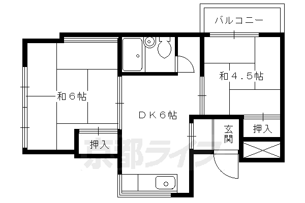 京都市左京区山端壱町田町のマンションの間取り