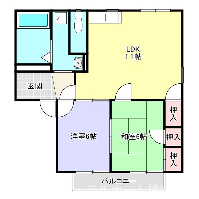 豊橋市馬見塚町のアパートの間取り