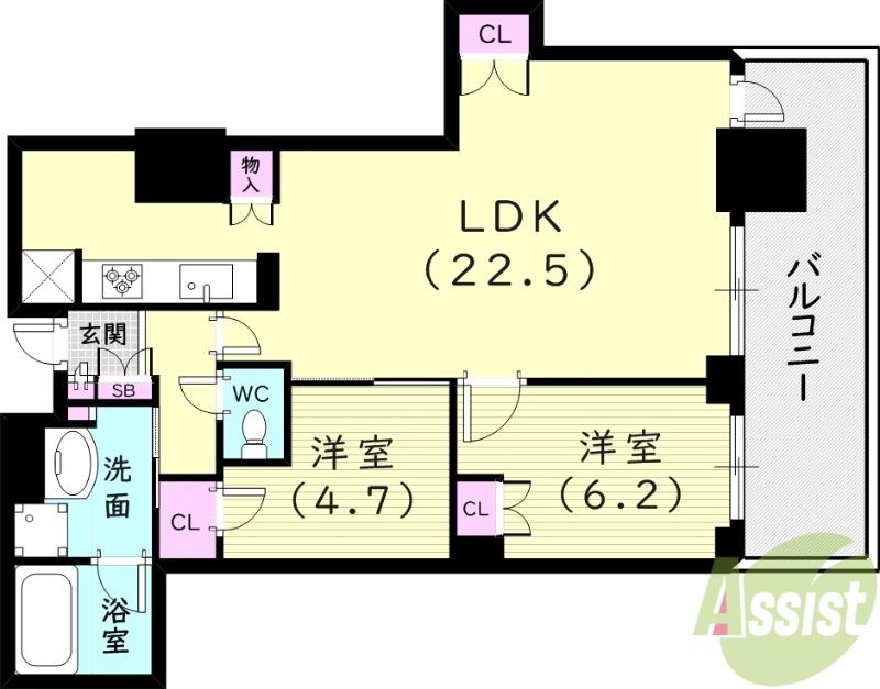 プラウド阪急塚口駅前の間取り