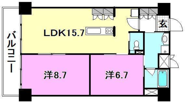 松山市姫原のマンションの間取り