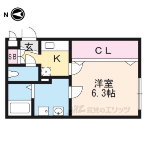 京都市中京区西ノ京南原町のマンションの間取り