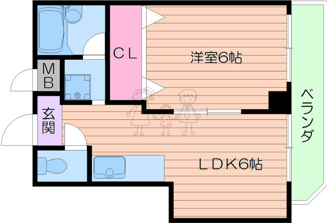 大阪市阿倍野区桃ケ池町のマンションの間取り