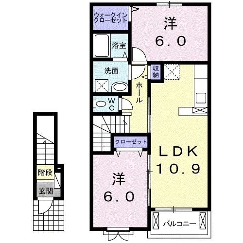 庄原市板橋町のアパートの間取り