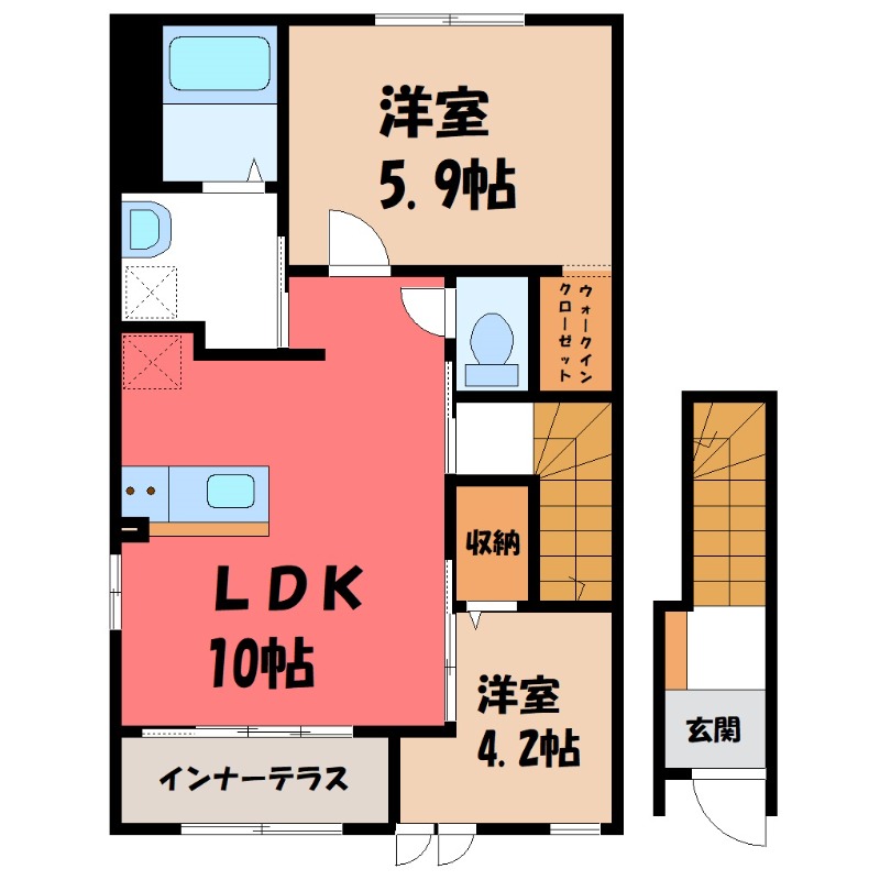 【栃木市平柳町のアパートの間取り】