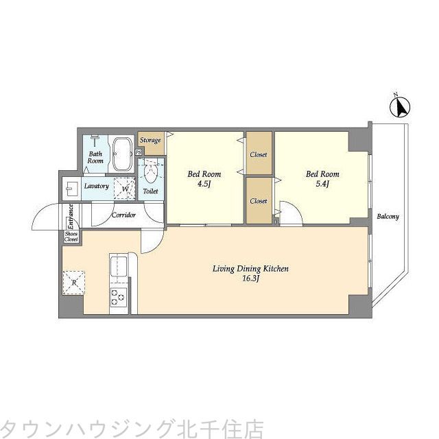 荒川区東尾久のマンションの間取り