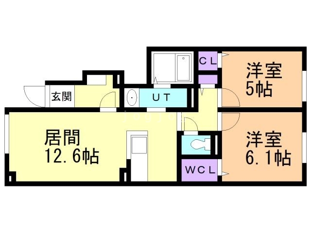 石狩郡当別町六軒町のアパートの間取り