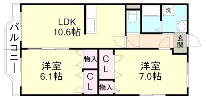 倉敷市玉島爪崎のマンションの間取り