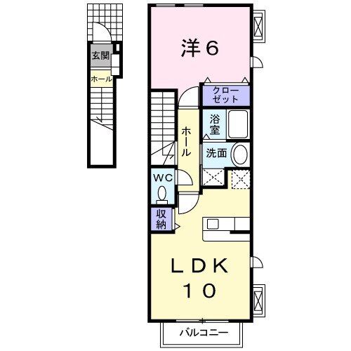 川西市東多田のアパートの間取り