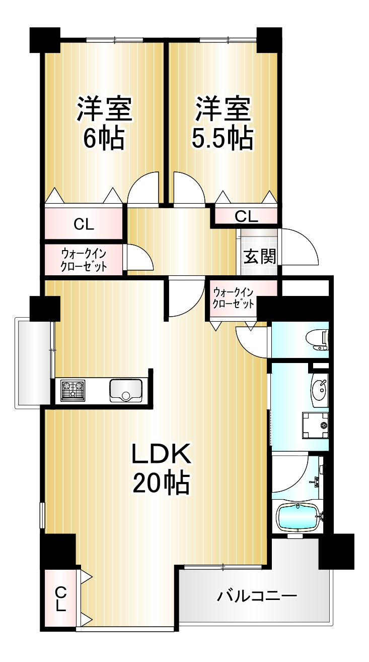 佃第2コーポ4号棟の間取り