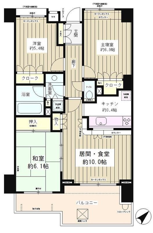 【世田谷区上野毛のマンションの間取り】