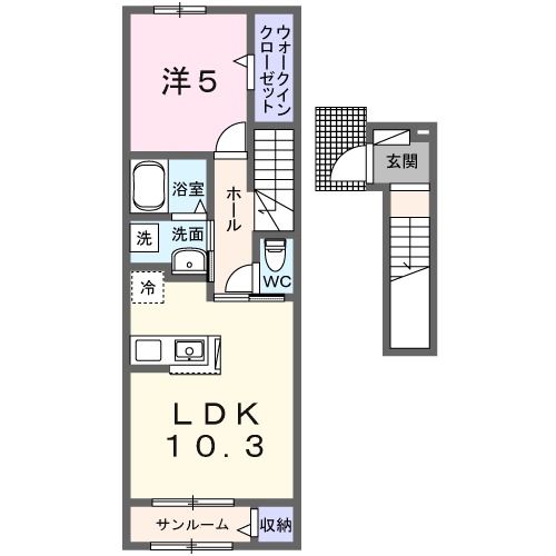 龍ケ崎市若柴町のアパートの間取り