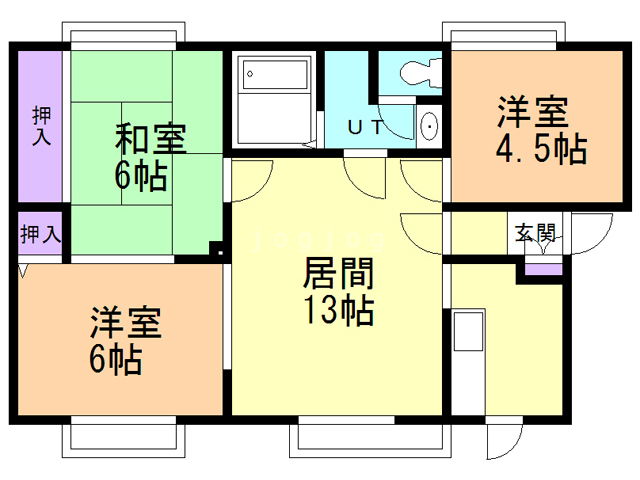 札幌市豊平区月寒東四条のアパートの間取り