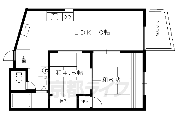 京都市左京区修学院薬師堂町のマンションの間取り