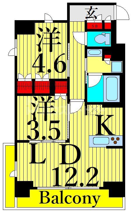 荒川区西日暮里のマンションの間取り