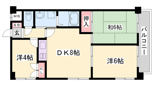 加古郡播磨町西野添のマンションの間取り