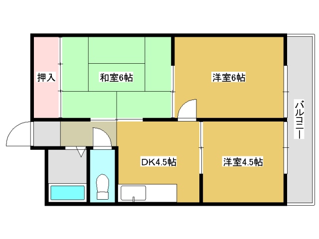 加古川市平岡町新在家のアパートの間取り