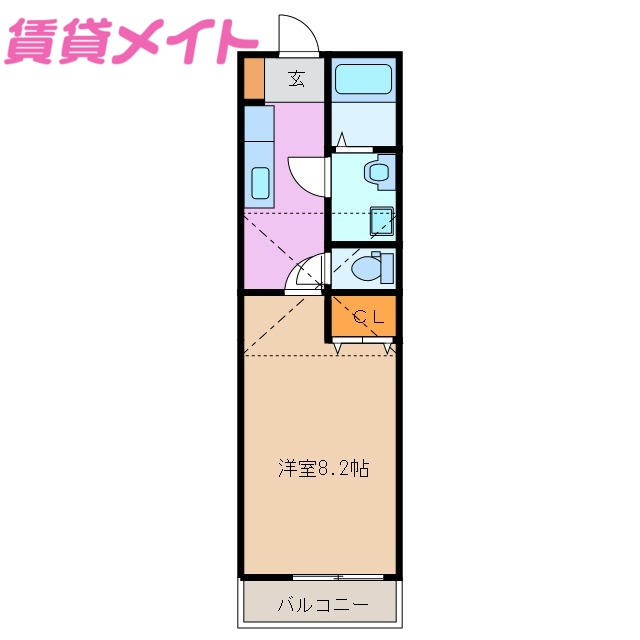 鈴鹿市南玉垣町のアパートの間取り