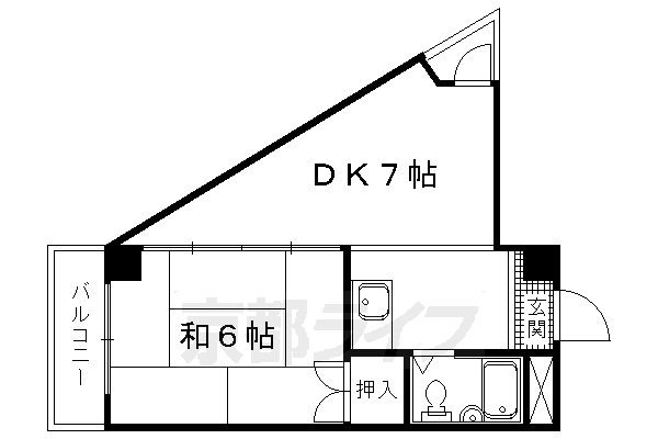 京都市上京区東竪町のマンションの間取り