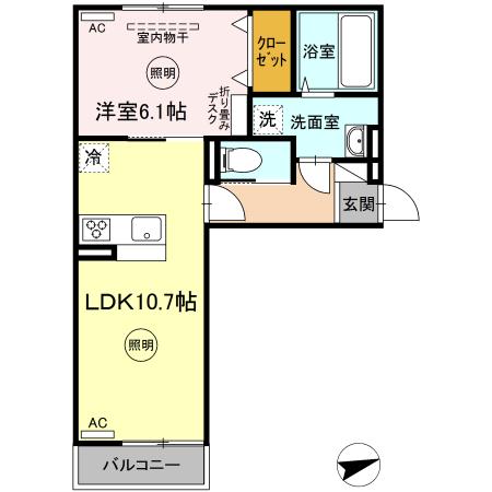 高松市東山崎町のアパートの間取り