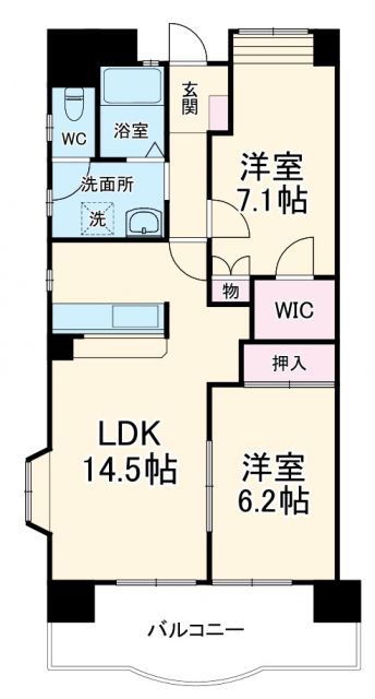 袋井市愛野東のマンションの間取り