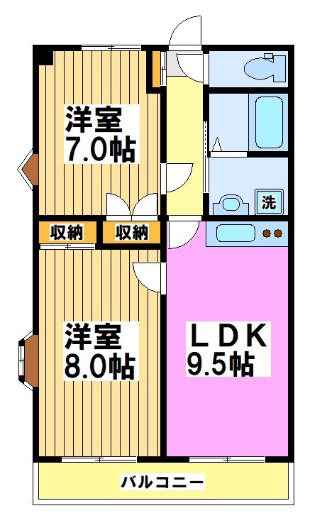 京王線 柴崎駅 徒歩7分 2階建 築37年の間取り写真