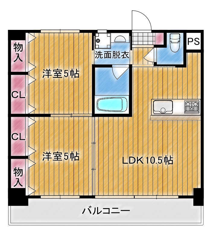 北九州市八幡西区八枝のマンションの間取り