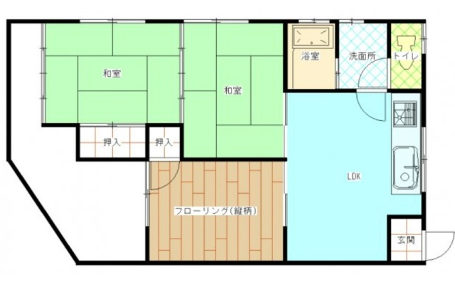 安芸郡府中町城ケ丘のアパートの間取り