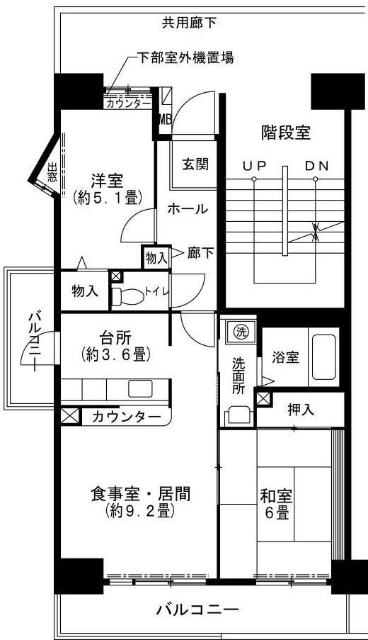 神戸市中央区脇浜町のマンションの間取り