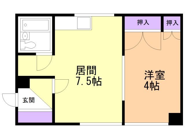 函館市宝来町のアパートの間取り