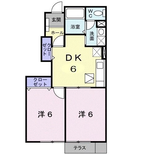 宇部市大字東岐波のアパートの間取り