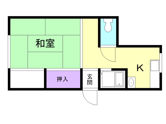 函館市湯川町のアパートの間取り