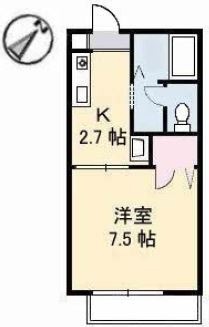 倉敷市福田町浦田のアパートの間取り