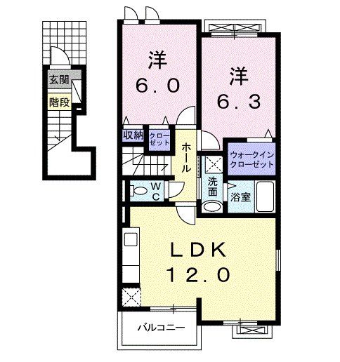 鶴ヶ島市新町のアパートの間取り